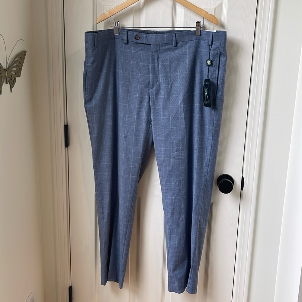 Lauren Ralph Lauren ultraflex pants in light blue plaid